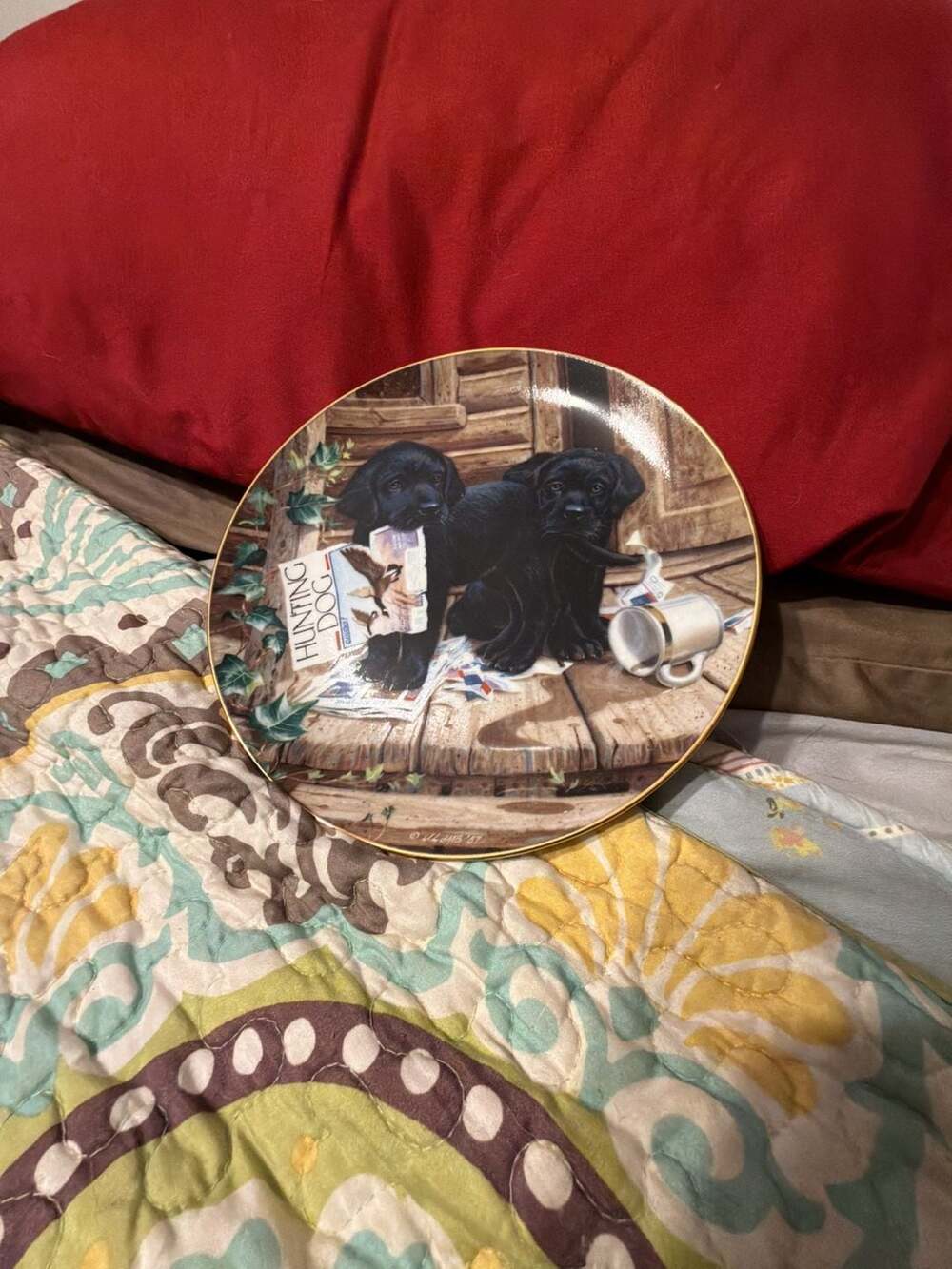 River Shore Cabin Fever Collector Plate by Jim Lamb Puppy Playtime